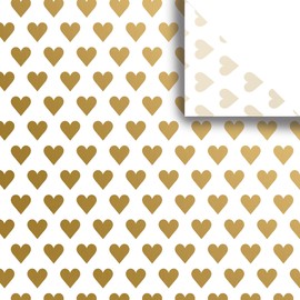 Jillson & Roberts 20" x 30" Printed Love Gift Tissue Gift Wrapping Supplies, Golden Hearts, 48 Folded Sheets