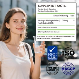 KangRiXin Moringa Capsules with Pure Moringa Powder | Skin Health and Immune Support | Non GMO, Gluten Free