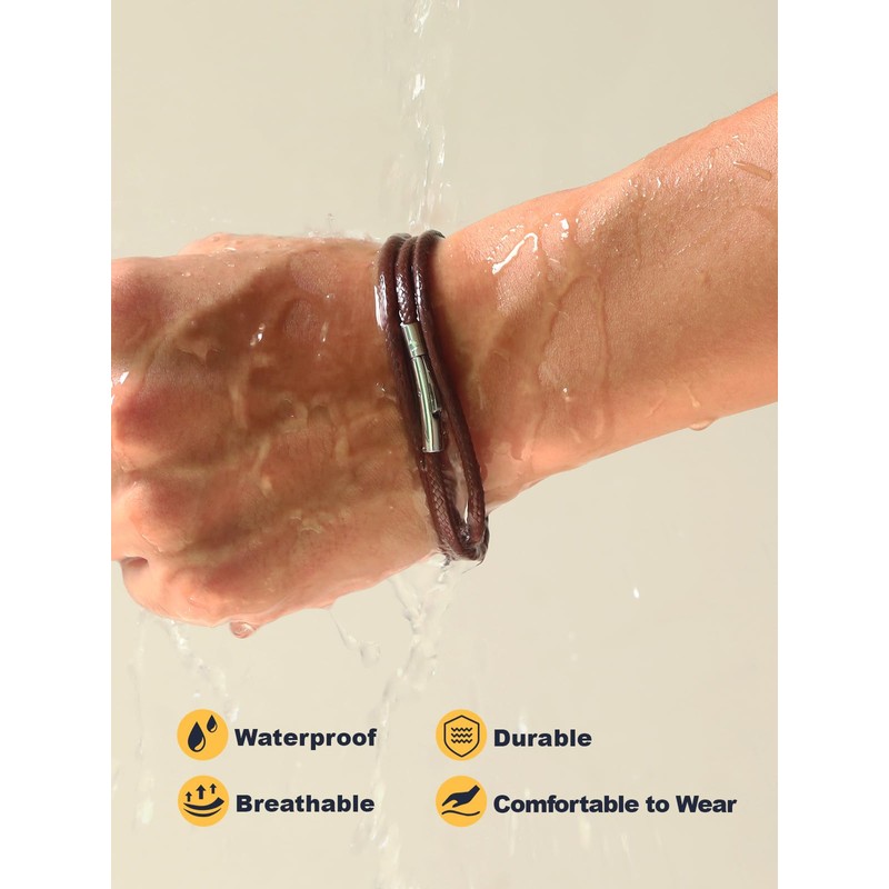 U7 Braided Leather Cord Necklace with Stainless Steel Snap Clasp