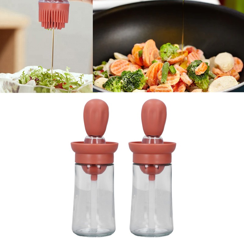 2pcs Oil Container with Silicone Brush Oil Dispenser Bottle for