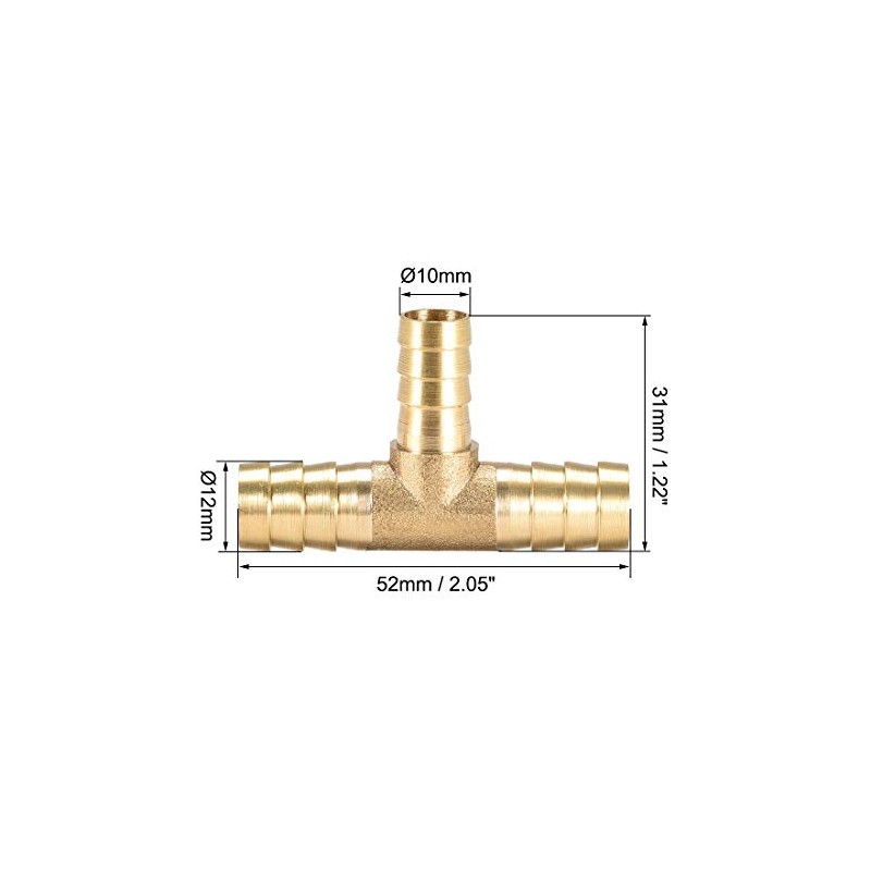 sourcing map Hose Reducer Barb Connection T 3-Way Connector 12