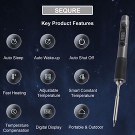 Electric Soldering Iron, SEQURE D60B Pro Portable Soldering Kit, Support PD 3.0, Auto Sleep & Shutoff, XT60 Cable, 19V Power Adapter, Digital Adjustable Temperature Welding Tool - TS B2