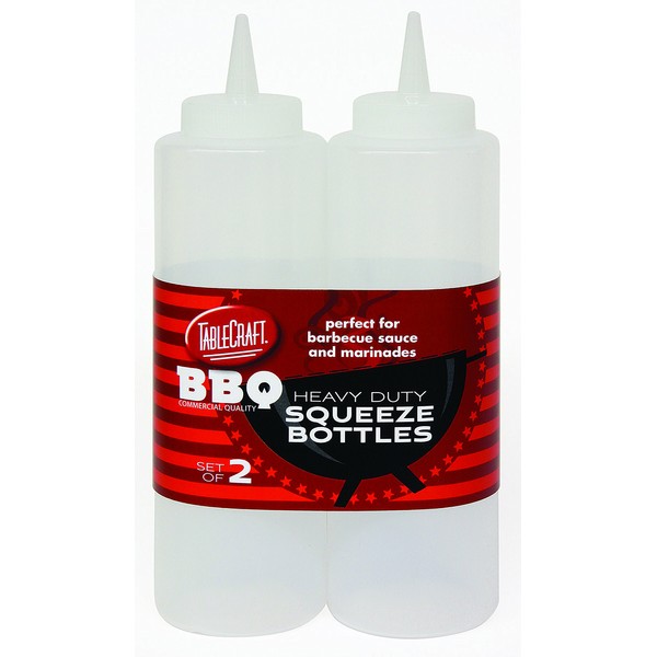Tablecraft 12 oz Clear Heavy Duty Squeeze Bottle (2 Pack)