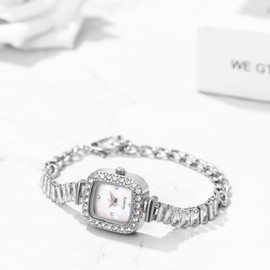 Avaner Women's Square Wrist Watches: Ladies Elegant Rhinestones Slim Strap Analog Quartz Bracelet Watch for Women