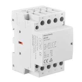 Heschen Household AC Contactor, HS1-63, Ie 63A, 4 Pole 2NO 2NC, AC 12V Coil Voltage, 35 mm DIN Rail Mount