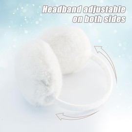YATANAM Ear Muffs for Women Faux Fur Winter Girls Earmuffs Fluffy Adjustable Ear Warmers Cute Ear Covers (A-white)