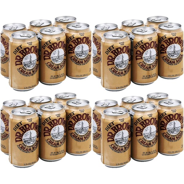 Dr. Brown Soda Cream Soda Diet 6 pack, 12-ounces (Pack of 4)