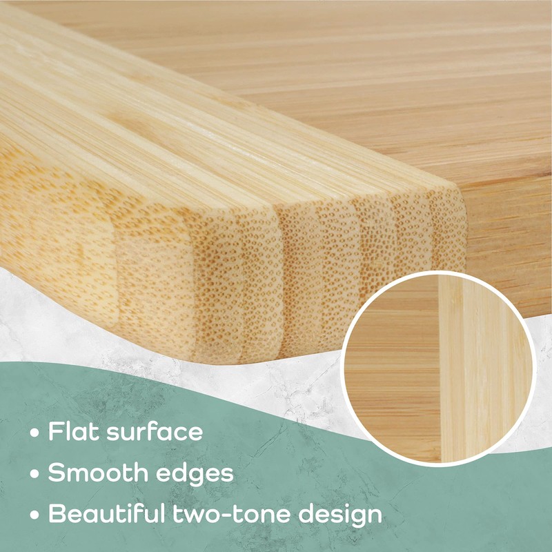 BambooMN Heavy Duty Premium Bamboo Two-Toned Cutting Board - 12"