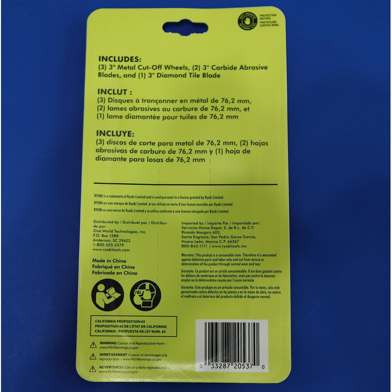 Ryobi 3 in. Carbide Cut Off Wheel Set (6-Piece)