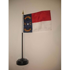 4"x6" North Carolina State Flag Desk Set with Black Base