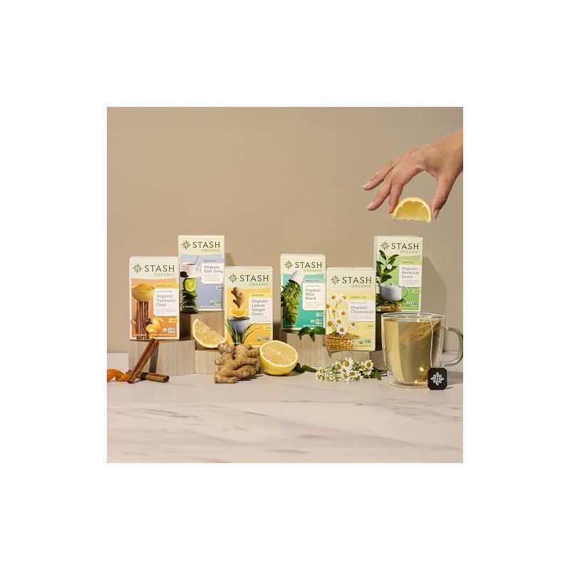 Stash Tea Organic Earl Grey Black Tea, Caffeinated, Non-GMO Project
