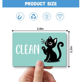 Funny Cartoon Cat Dishwasher Magnet Clean Dirty Sign, Double Sided Dirty Clean Dish Washer Magnet Indicator for Kitchen Dishwasher