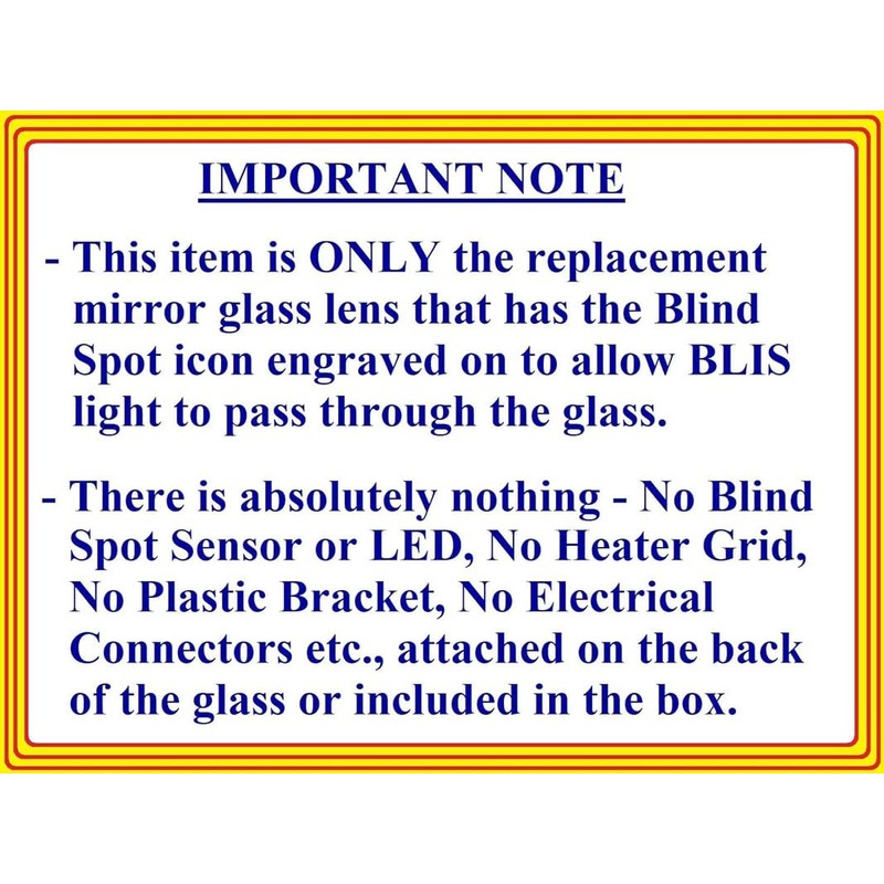 New Replacement Blind Spot Mirror Glass with Full Size Adhesive