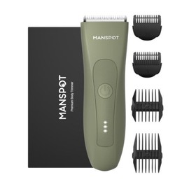 Manspot Electric Body Hair Trimmer for Men - Waterproof Wet & Dry Groomer Rechargeable Cordless Clippers for Chest Back Arms Gym Ready Travel Friendly Black Trimmer with Comfort Design dealsforyoudays:_Green