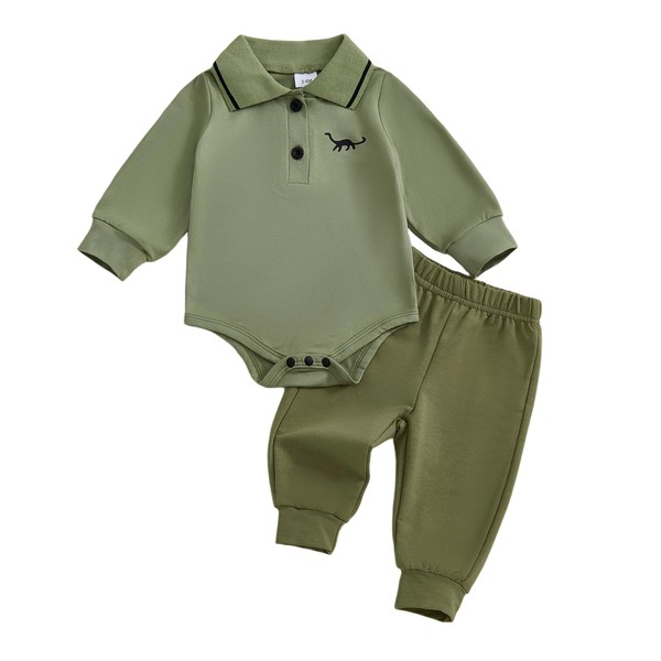 MAHUAOYIXI Toddler Baby Boy Gentleman Outfits Dinosaur Pattern Long Sleeve