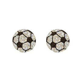 ROSTIVO Small Glitter Soccer Stud Earrings for Women – Acrylic Jewelry for Soccer Mom&Sports Fans, Great to Wear on Game Day,School Events & Other Soccer Games