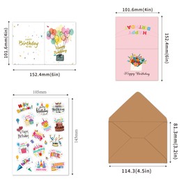 Fyvadio Birthday Cards, 20 Pack Blank Happy Birthday Cards with Envelopes & Stickers Assortment in Bulk for Family, Kids, Friends, Work & Office Celebrations