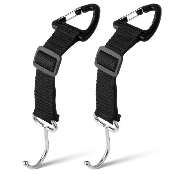 2Pcs Purse Hook for Car, Mabor Stainless Steel Storage Organizer Holder Adjustable Car Seat Headrest Hook Hanger for Handbag Purse Coat, Max Load 100 lbs