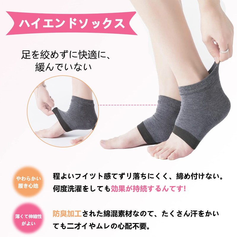 2足組 かかとケア靴下 かかと保湿ソックス ヒールケアソックス 角質ケア ひび割れ対策 ツルルツル かかとつるつるめ 保湿保護 就寝時間