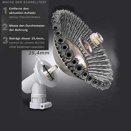 BGTOOL 8 inch Rotary Weed Brush Joint Twist Knot Steel Wire Wheel Brush Disc Trimmer Head 25.4mm x 150mm Universal fit Straight Shaft Trimmer for Sthil Honda etc