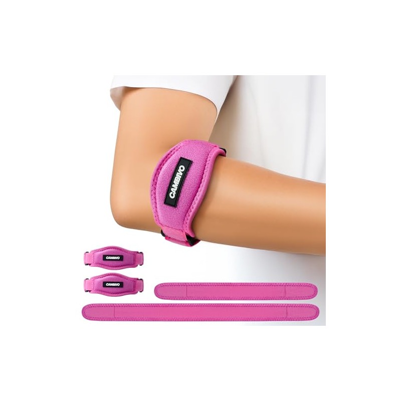 CAMBIVO 2 Pack Tennis Elbow Support Strap With 2 Short