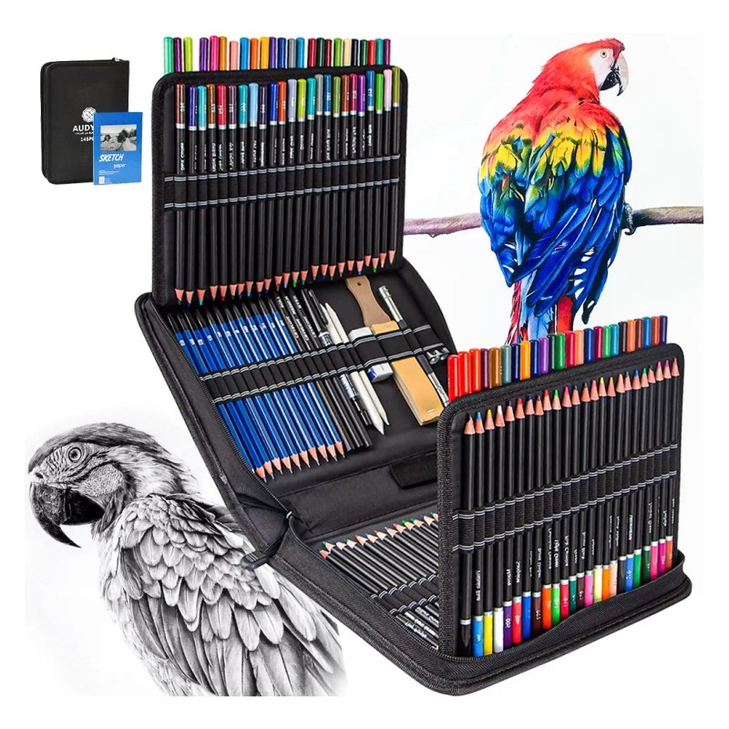 Set De Arte Profesional 145 Lápices Colores Dibujo Kit