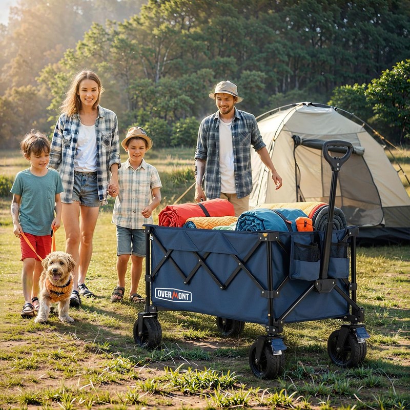 Overmont Ultra-Compact Collapsible Wagon Cart - 200L Portable Folding Wagon