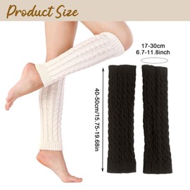 MUNSKT 2Pairs Leg Warmers for Women Girls, Winter Knitted Crochet Knee Ankle Warmer, Solid Striped Trendy Boot Cuffs Socks, 80s Party Dance Sports Yoga Accessories
