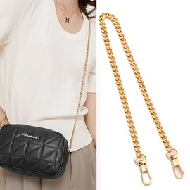 47" Gold Purse Chain Strap, Metal Braided Chain Strap, DIY Iron Flat Chain Strap, Crossbody Bag Replacement Strap with Metal Buckles