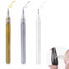 aotekar Nail pen,Nail Art Graffiti Pen,Waterproof Drawing Painting Liner Brush, DIY Flower Abstract Lines Details,Nail Art Beauty Tool (Gold,White,Grey)