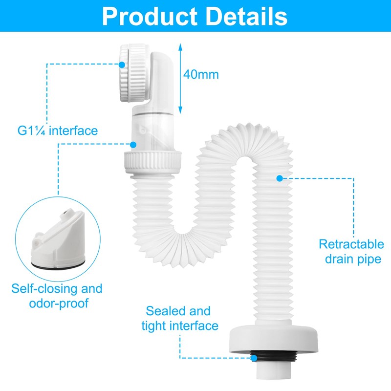 1/4 Inch Siphon, Flexible Drain Hose, 360° Adjustable Siphon with