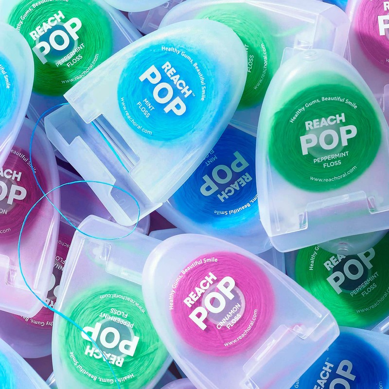 REACH POP Dental Floss, Mint, Plaque Remover for Teeth, Shred