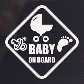 Baby On Board Sign Baby in Car Awareness Warning Sign Vinyl Sticker for Car Trucks Vehicle Decal Sticker Window Décor C (Set of 2)