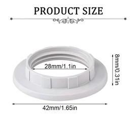EIHI Pack of 6 Lampshade Reducing Ring Screw Ring E14 White 28 mm Lampshade Screw Ring E14 for Lampshade Holder, Table Lamp, Ceiling Lights, Floor Lampshade Ring E14 Plastic, White
