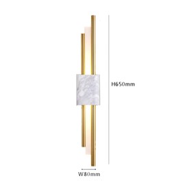 Brikey LED Wall Light Sconce Marble & Acrylic & Gold Iron Wall Lamp (25.6'', White Marble)