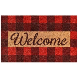 Calloway Mills AZ106321729 Tartan Plaid Doormat, 17" x 29", Red/Natural