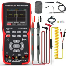 ZOTEK ZT-702S 2-in-1 Oscilloscope Multimeter with 2.8 Inch IPS Display,9999 Counts, Single Channel 10MHZ Bandwidth,48MSa/s High Real-time Sampling Rate,±400V Input Voltage,Measures Ohm-Volt-Tester