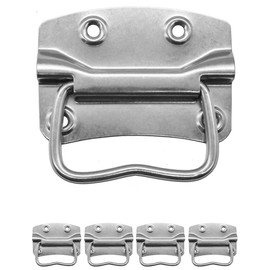 Fuxxer® 4x Solid Folding Metal Handles Crates Racks Stainless Steel Silver 90x65mm