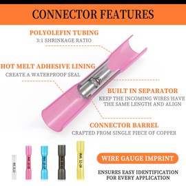 Camtek 335PCS Heat Shrink Butt Connectors Kit, AWG 26-10 Insulated Waterproof Electrical Wire Connectors Marine Grade Tinned Red Copper Butt Splice Connectors for Marine,Truck,Stereo