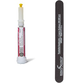 Beauty Secrets Drip & Clog Proof Nail Glue (1 Pack) Bundled with Nail File Black Cushion Medium Coarse 180/100 Grit by Beauty Secrets