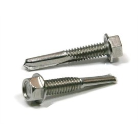 #12 TEK 5 Hex Washer Head Stainless Steel Self Drilling Screws #12-24 x 1-1/4 inch Qty 25