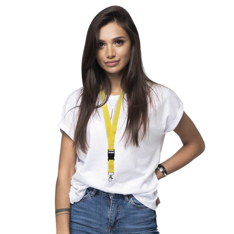 Karteo Lanyard with Carabiner Hook and Buckle Yellow [Pack of