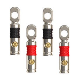 ROCKRIX True Copper 8 AWG Gauge Set Screw Battery Wire Connectors Ring Terminals (Nickel Plated)