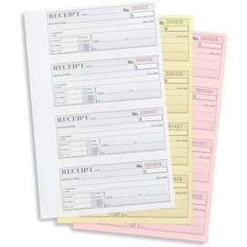 Blue Summit Supplies Triplicate Receipt Book, 100 per Book, 500 Total, 5 Pack, 3 Part Carbonless Payment Receipt Books for Money, Rent, or Cash with White/Yellow/Pink Copies, 11 x 7.5 inch,