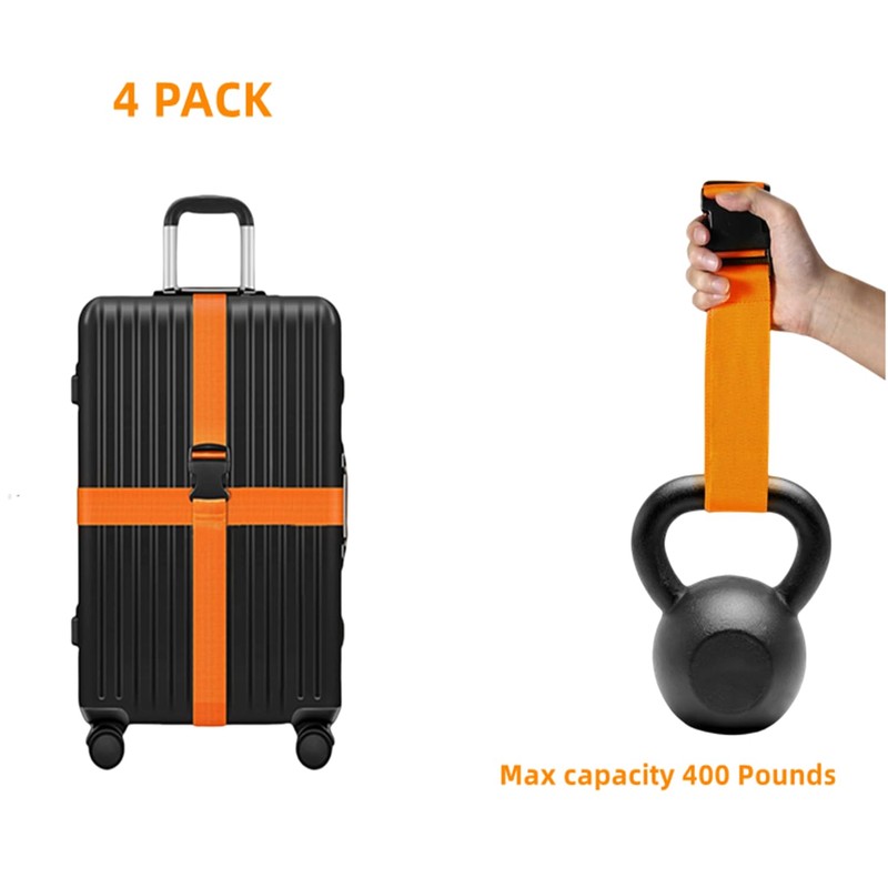 Luggage Straps for Suitcases,4 Pack Travel Belt Suitcase Strap,Adjustable Luggage