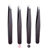 Set of 4 Eyebrow Tweezers, Flat, Slanted, Pointed, Hooked 4