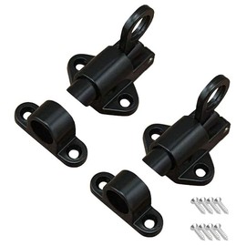 Bhina Pack of 2 automatic locking door latch, spring lock, automatic door latch, bounce door bolt, with screws, suitable for windows, wooden doors, cabinet doors, black