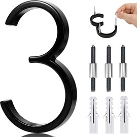 5" Floating Stainless Steel House Number,Modern Metal House Numbers,Decorative Number for House,Brick Wall,Mailbox Post with Nail Kit, 911 Visible,Coated Black (3)