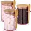 3 Set Pink Sugar Jars with Bamboo Lid and Spoon
