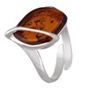 HolidayGiftShops Honey Amber Sterling Silver Adjustable Ring Hanna, Baltic Amber,